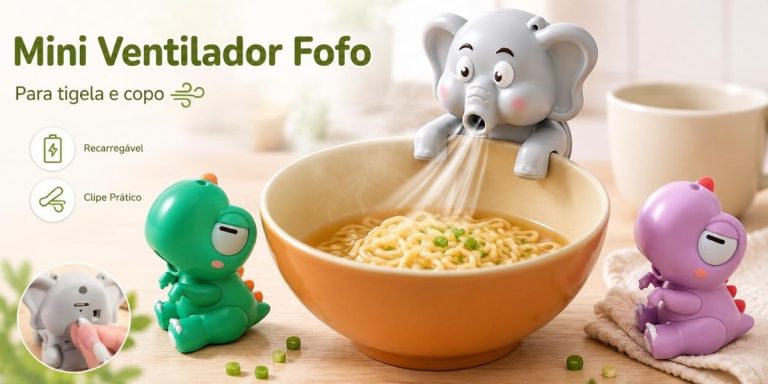 Mini Ventilador Fofo para Tigela e Copo: o acessório criativo para esfriar comida quente