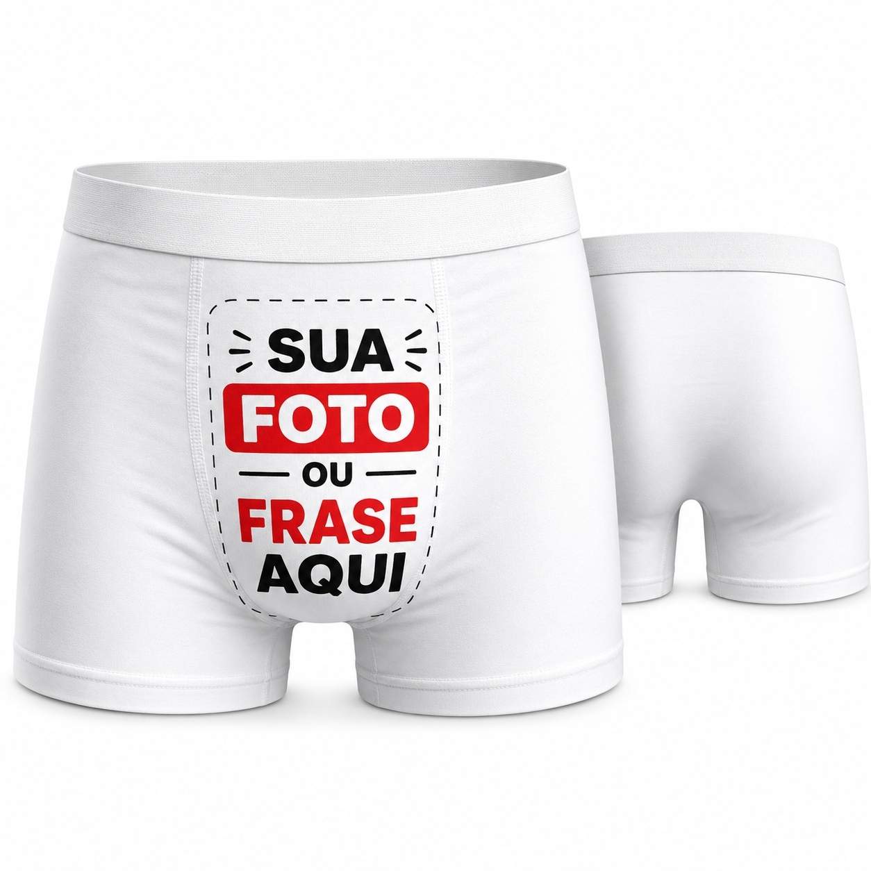 Cueca Boxer Personalizada para Presente com Foto, Frase ou Arte